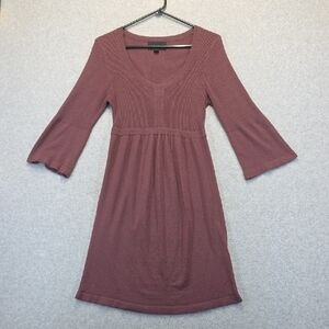 Connected Apparel Mauve Ribbed Knit Bell Sleeve Dress Women’s Large